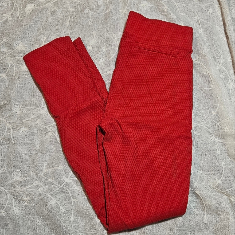 Womens Red Skinny Dress Pants Stretchy Zip Pockets Sz 6 Buffalo Bills - Picture 2 of 5
